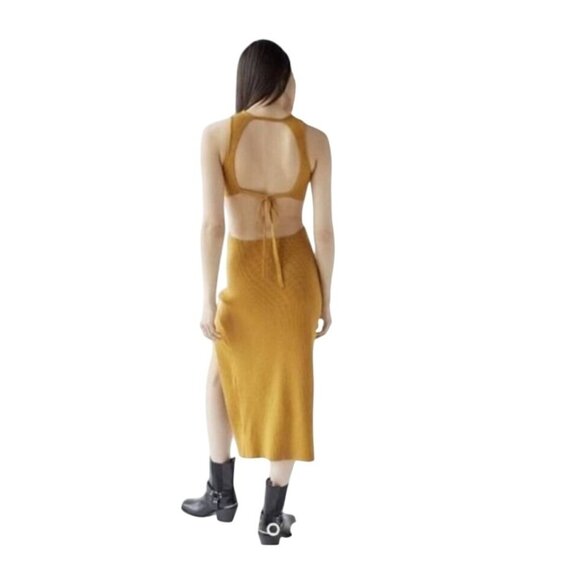 For Love And Lemons Maggie Midi Dress Gold Size Small - Picture 9 of 15